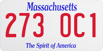 MA license plate 273OC1