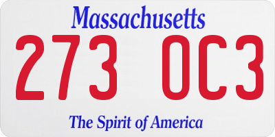 MA license plate 273OC3