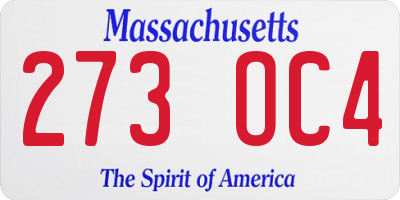MA license plate 273OC4