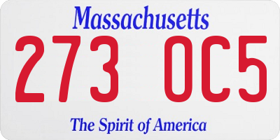 MA license plate 273OC5
