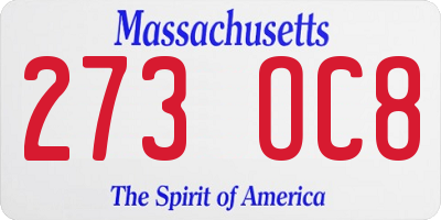 MA license plate 273OC8
