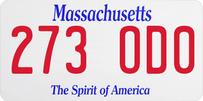 MA license plate 273OD0