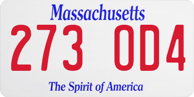 MA license plate 273OD4