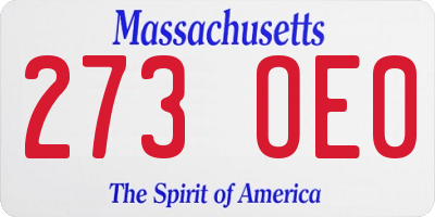 MA license plate 273OE0