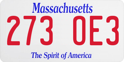 MA license plate 273OE3