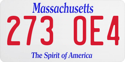 MA license plate 273OE4