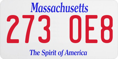 MA license plate 273OE8