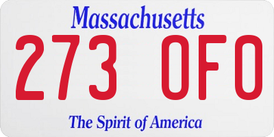 MA license plate 273OF0