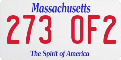 MA license plate 273OF2