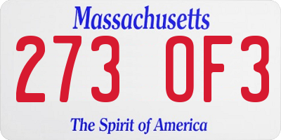 MA license plate 273OF3