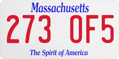 MA license plate 273OF5