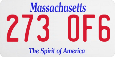 MA license plate 273OF6