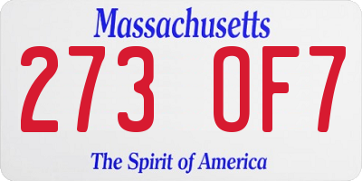 MA license plate 273OF7