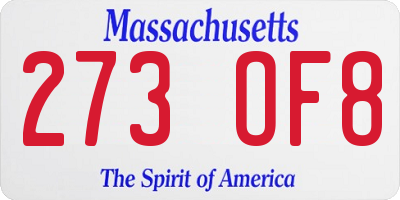 MA license plate 273OF8