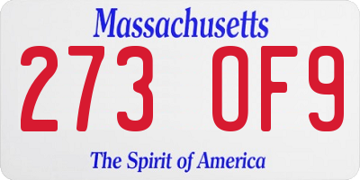 MA license plate 273OF9