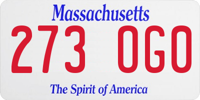 MA license plate 273OG0