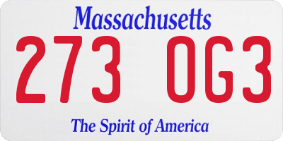 MA license plate 273OG3