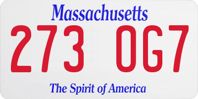 MA license plate 273OG7