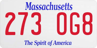 MA license plate 273OG8