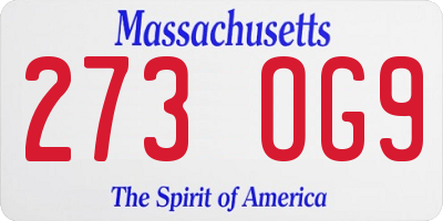 MA license plate 273OG9