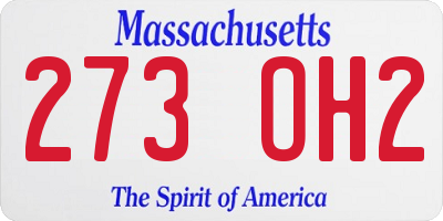 MA license plate 273OH2