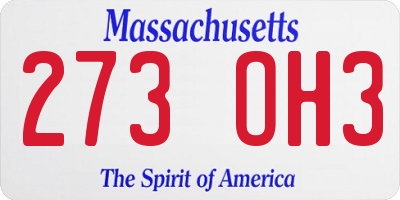 MA license plate 273OH3