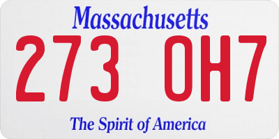 MA license plate 273OH7