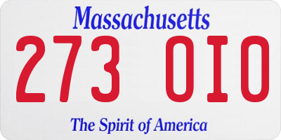 MA license plate 273OI0