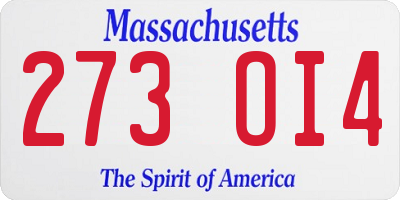 MA license plate 273OI4