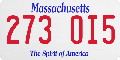 MA license plate 273OI5
