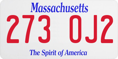 MA license plate 273OJ2