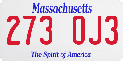MA license plate 273OJ3