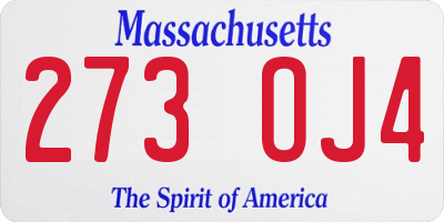 MA license plate 273OJ4