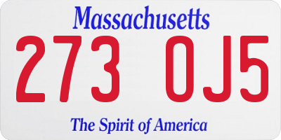MA license plate 273OJ5