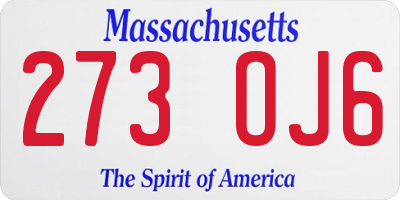 MA license plate 273OJ6