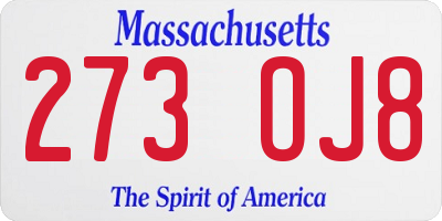 MA license plate 273OJ8