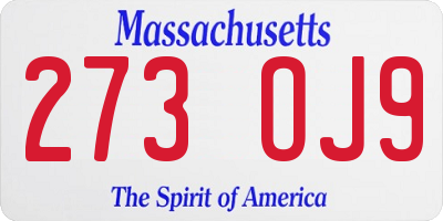 MA license plate 273OJ9