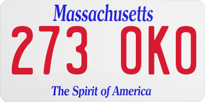 MA license plate 273OK0