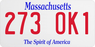 MA license plate 273OK1
