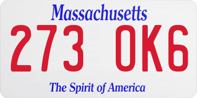MA license plate 273OK6