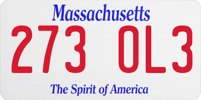 MA license plate 273OL3