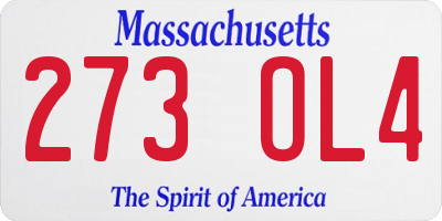MA license plate 273OL4