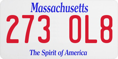 MA license plate 273OL8