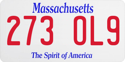 MA license plate 273OL9