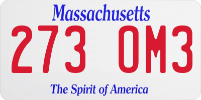 MA license plate 273OM3
