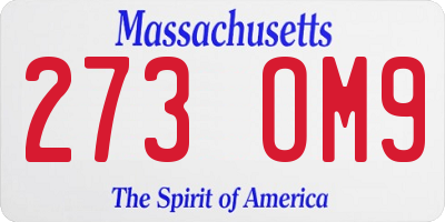 MA license plate 273OM9