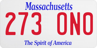 MA license plate 273ON0
