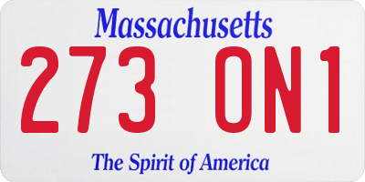 MA license plate 273ON1