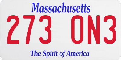 MA license plate 273ON3