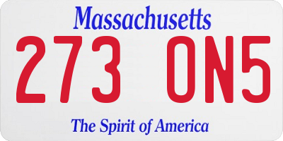 MA license plate 273ON5